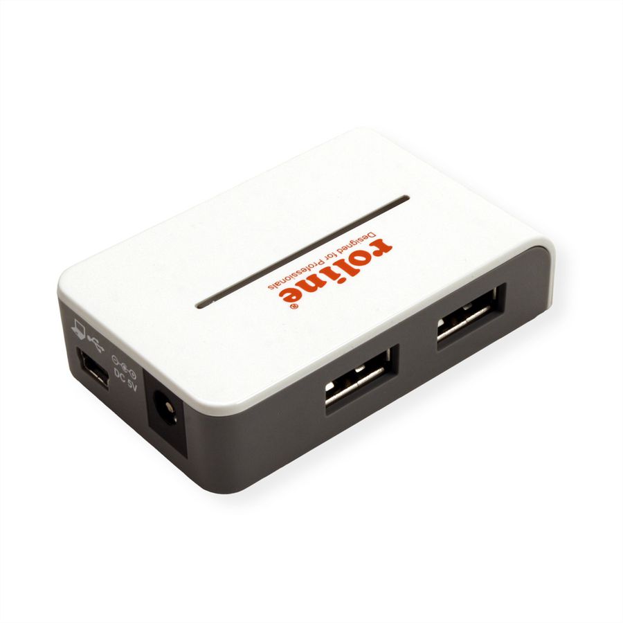 ROLINE USB 2.0 Hub, "Black and White", 4 poorts, met voeding