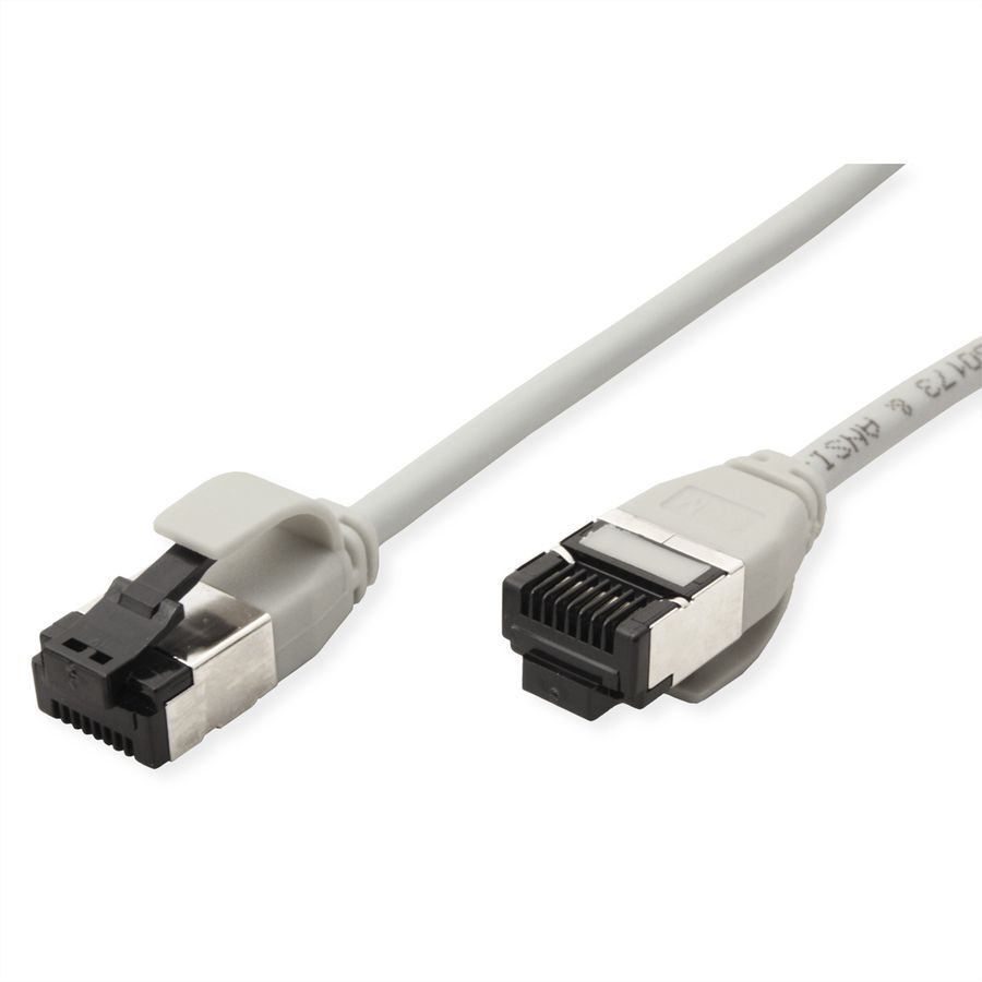 ROLINE U/FTP patchkabel Cat.8 (Klasse I), dun, LSOH, soepel draad, grijs, 0,15 m