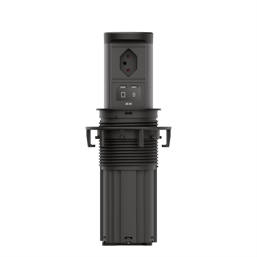 BACHMANN ELEVATOR2 1xCH T13, 1xUSB C/C 45W RAL9005 L=2.0m AEH