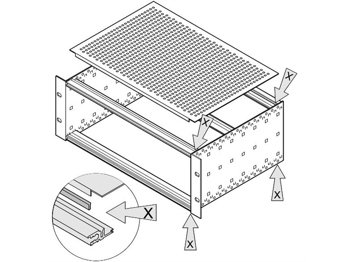 SCHROFF EuropacPRO EMC-afschermingskit, afdekplaat naar horizontale rail, roestvrij staal, 63 pk, 10 stuks