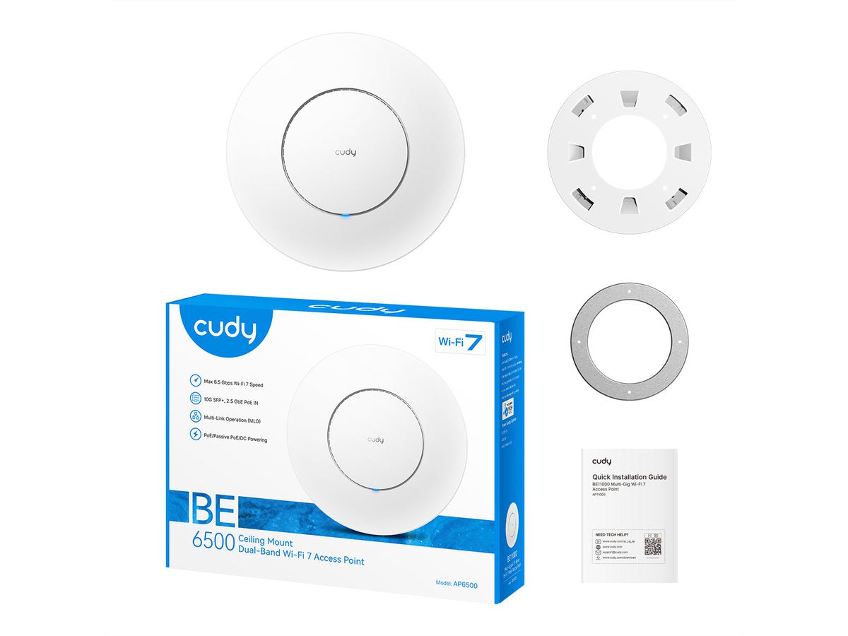 CUDY AP6500 BE6500 Wi-Fi 7 Access Point 2.5G mit 10G SFP+