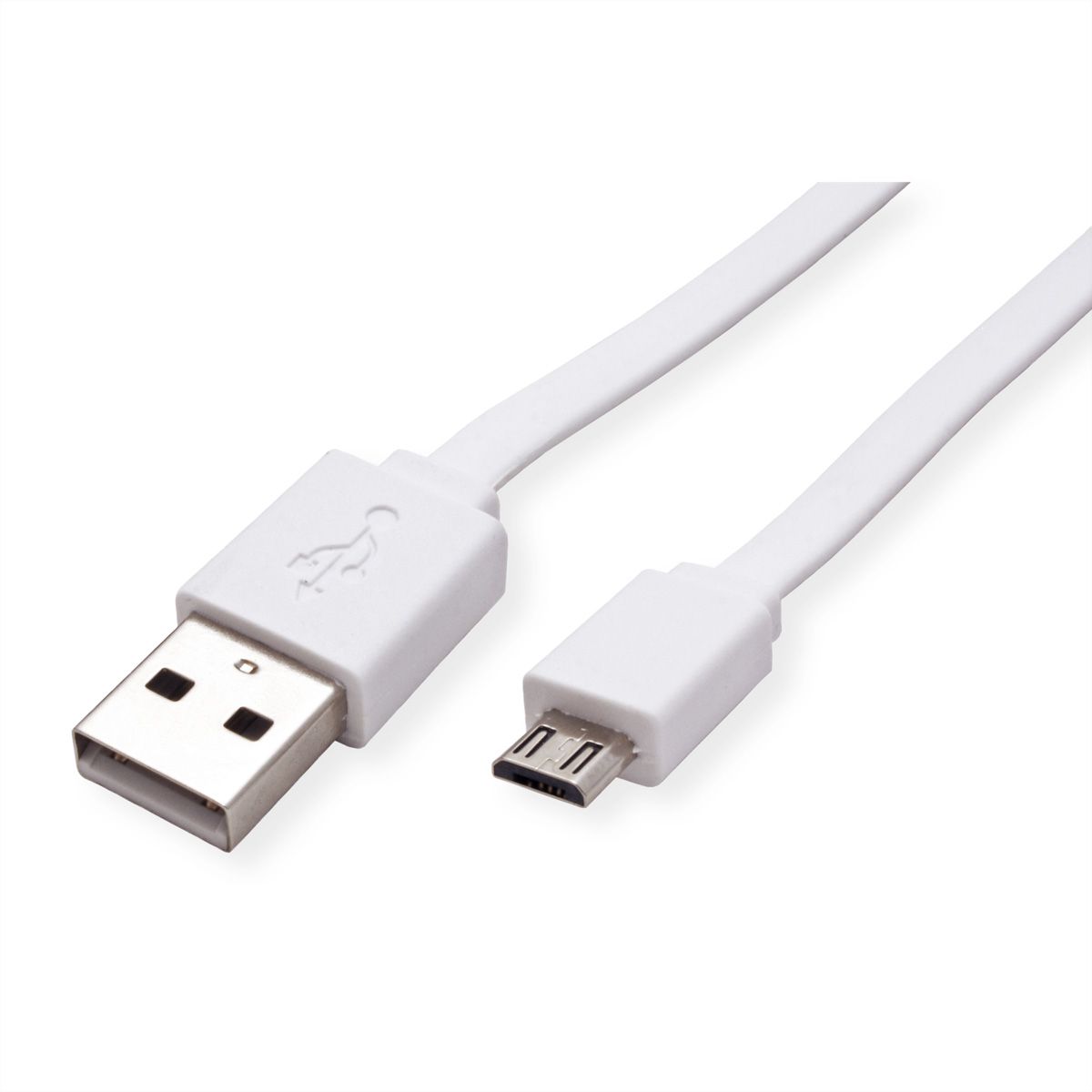 ROLINE USB 2.0 Cable, A - Micro B, M/M, white, 1 m