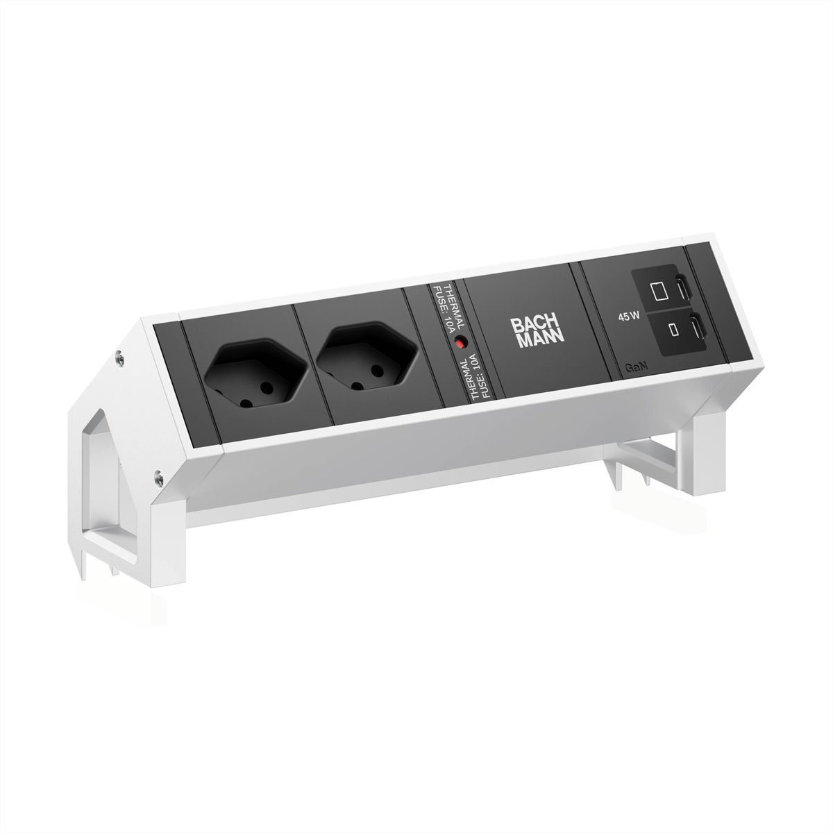 BACHMANN DESK2 2xCH 90° 1xUSB C/C 45W, L=0.2m INOX