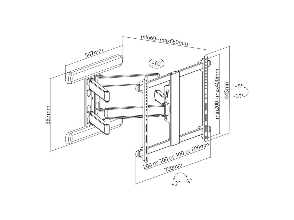 ROLINE PREMIUM TV-muurbeugel, zeer flexibel, max. 70 kg