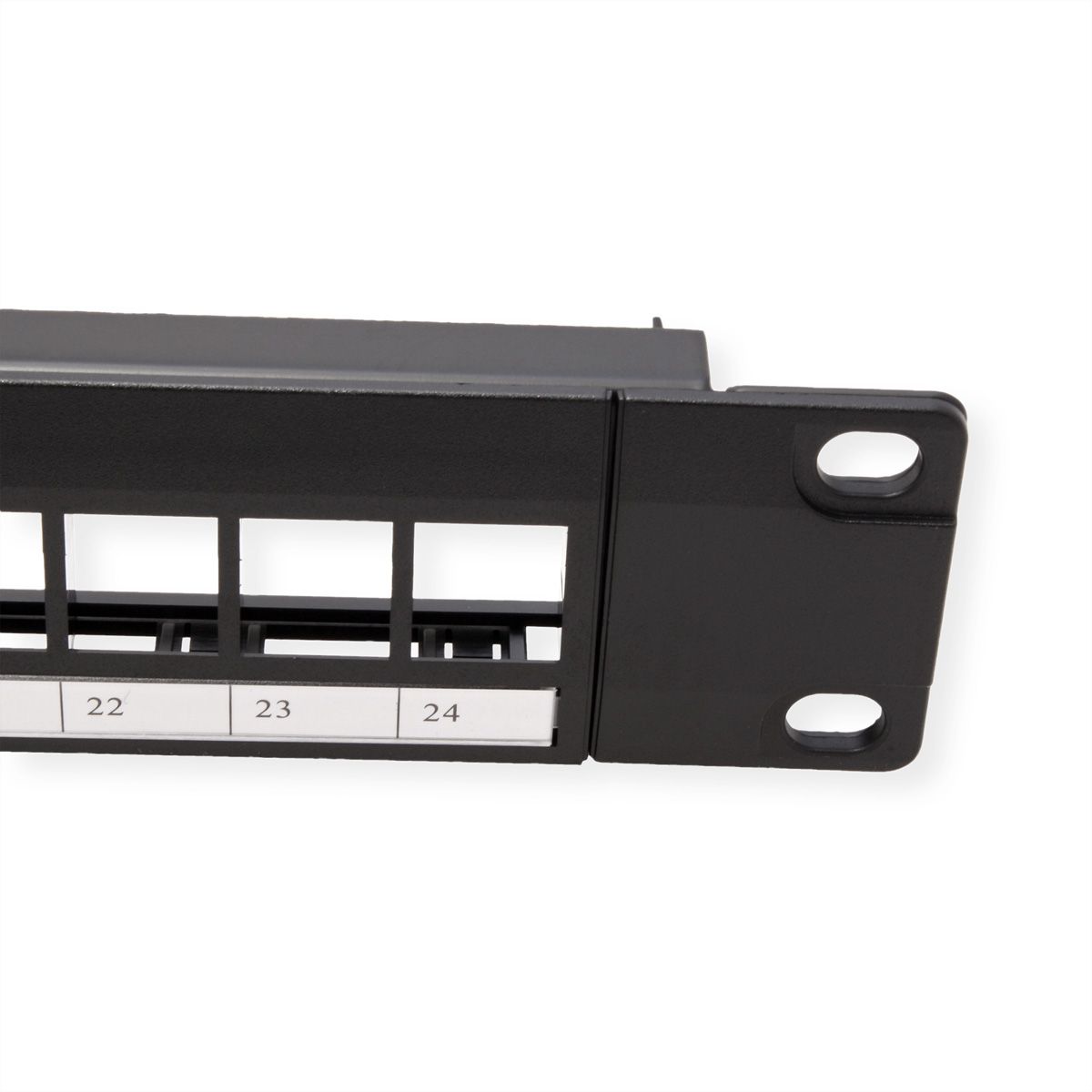 VALUE 19"-keystone-modulehouder, 24 poorten, 1HE, 3-delig, niet afgeschermd, zwart
