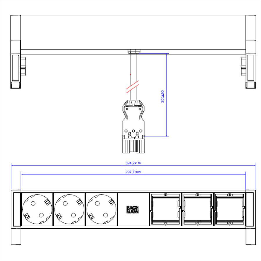 BACHMANN DESK2 3x earthing contact 3x ABD, white