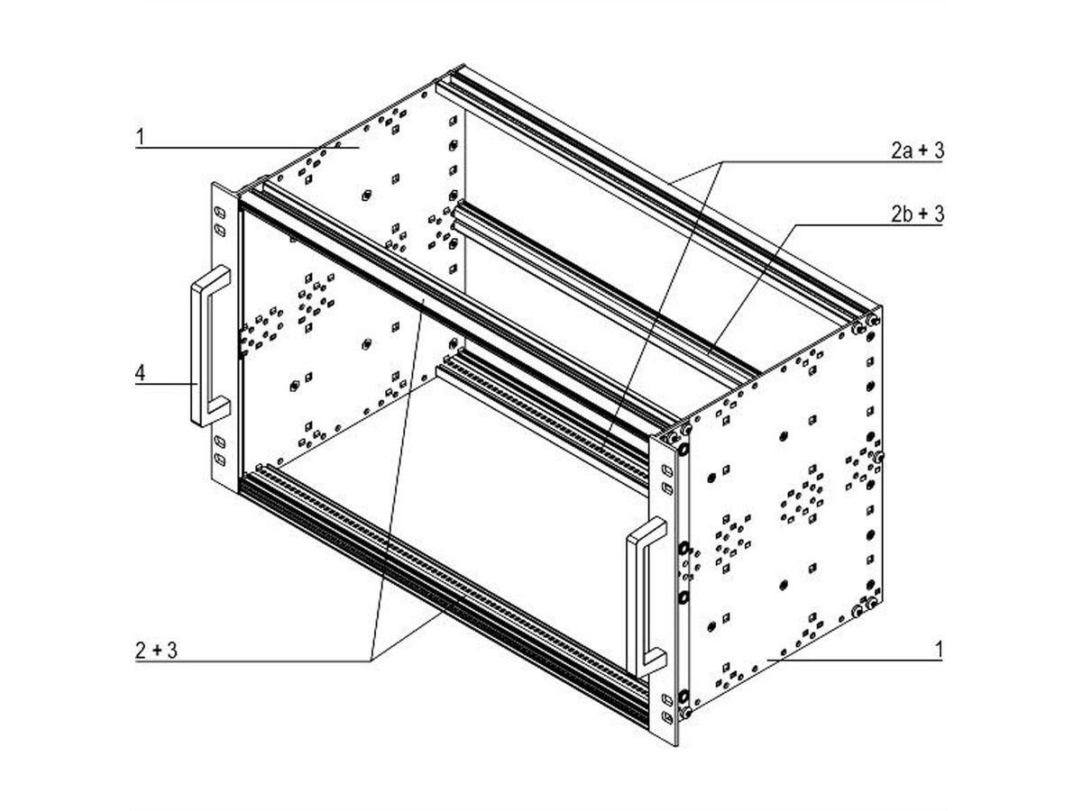 SCHROFF EuropacPRO 19" moduledrager voor rail, retrofit-afscherming, EN 50155, 6 HE, 84 PK, 235 mm
