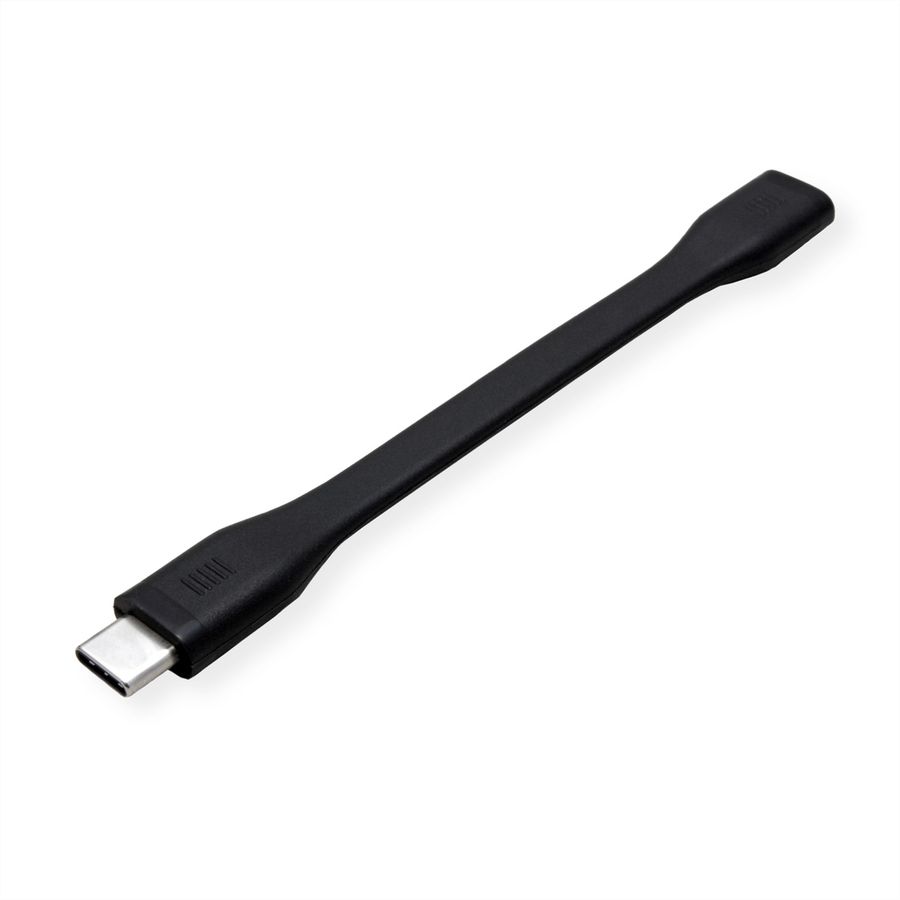 ROLINE USB4 Gen3x2 kabel, C-C, M/F, 8K UHD-2, 40Gbit/s, 100W, extra plat, zwart, 11,5 cm