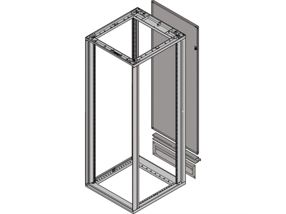 SCHROFF Novastar achterwand met kabelgoot, RAL 7021, 20 HE 553W