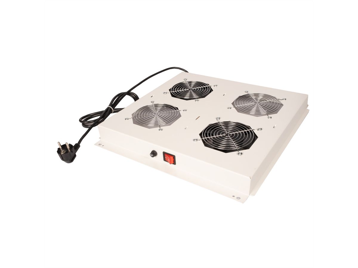 ROLINE 19-inch dakventilatorunit met 2 ventilatoren, AAN/UIT grijs