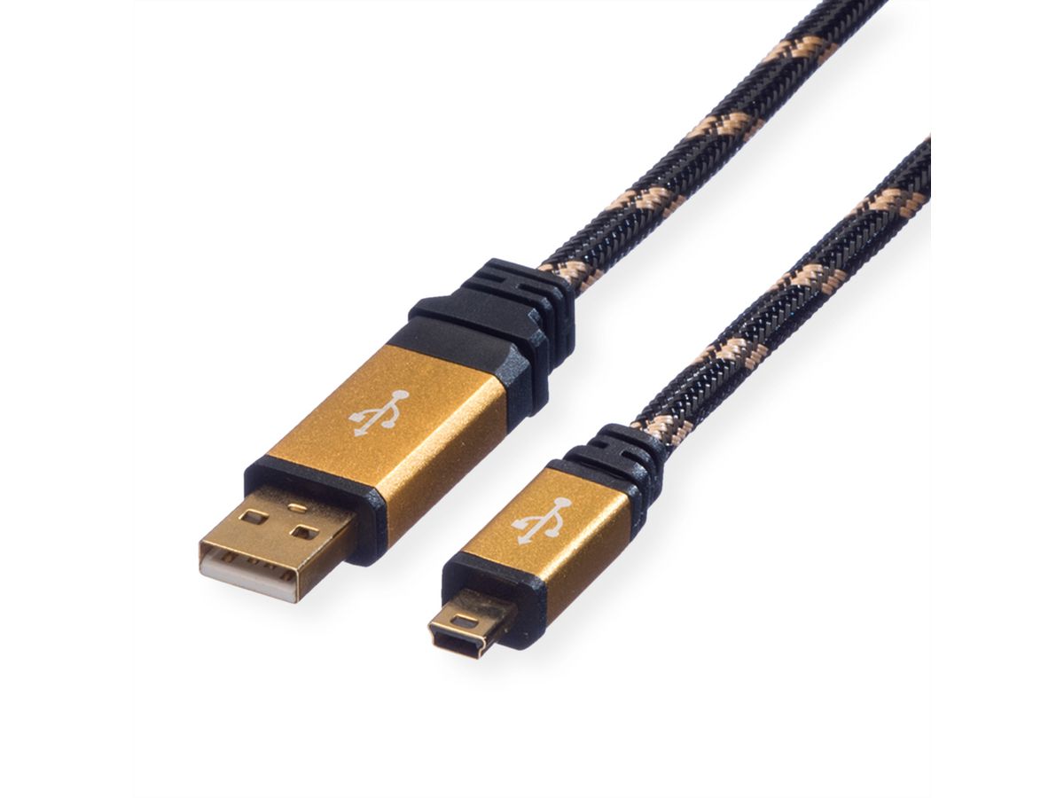 ROLINE GOLD USB 2.0 Cable, A - 5-Pin Mini, M/M, 3 m