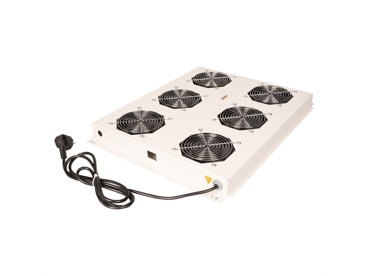 ROLINE 19-inch dakventilatorunit met 6 ventilatoren, AAN/UIT voor serverkast grijs