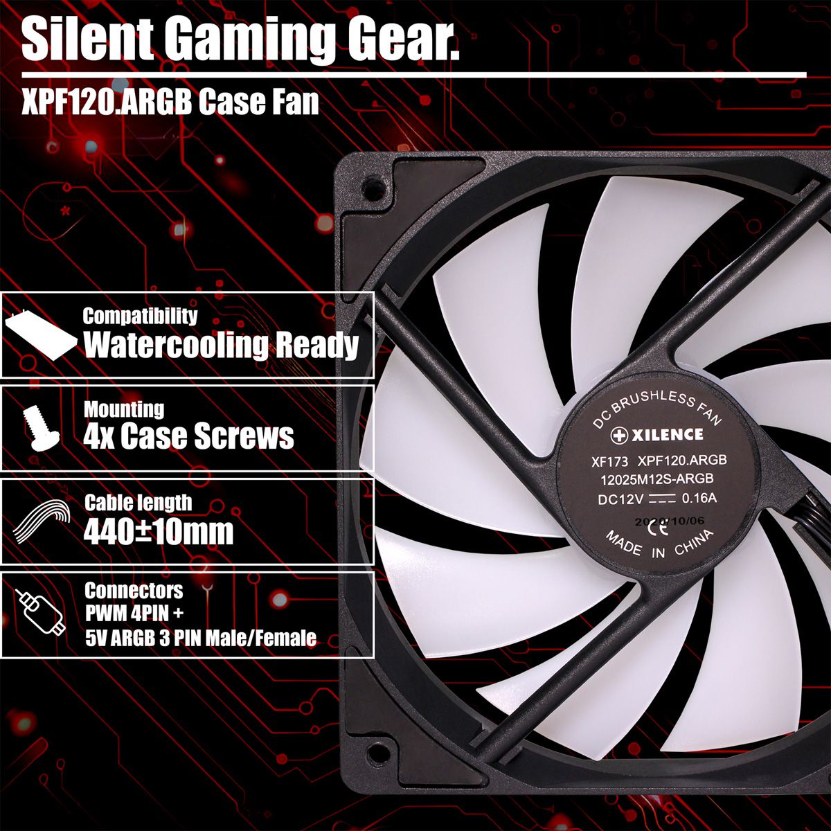 Xilence XPF120.ARGB 120mm PWM Case Fan, ARGB LED