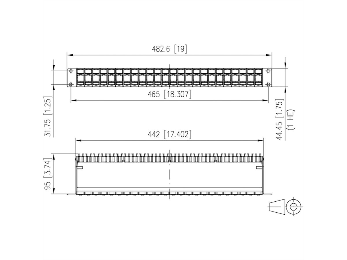 METZ CONNECT Keystone 19 inch moduledrager 1 HE, 24 poorten leeg, afgeschermd, zwart