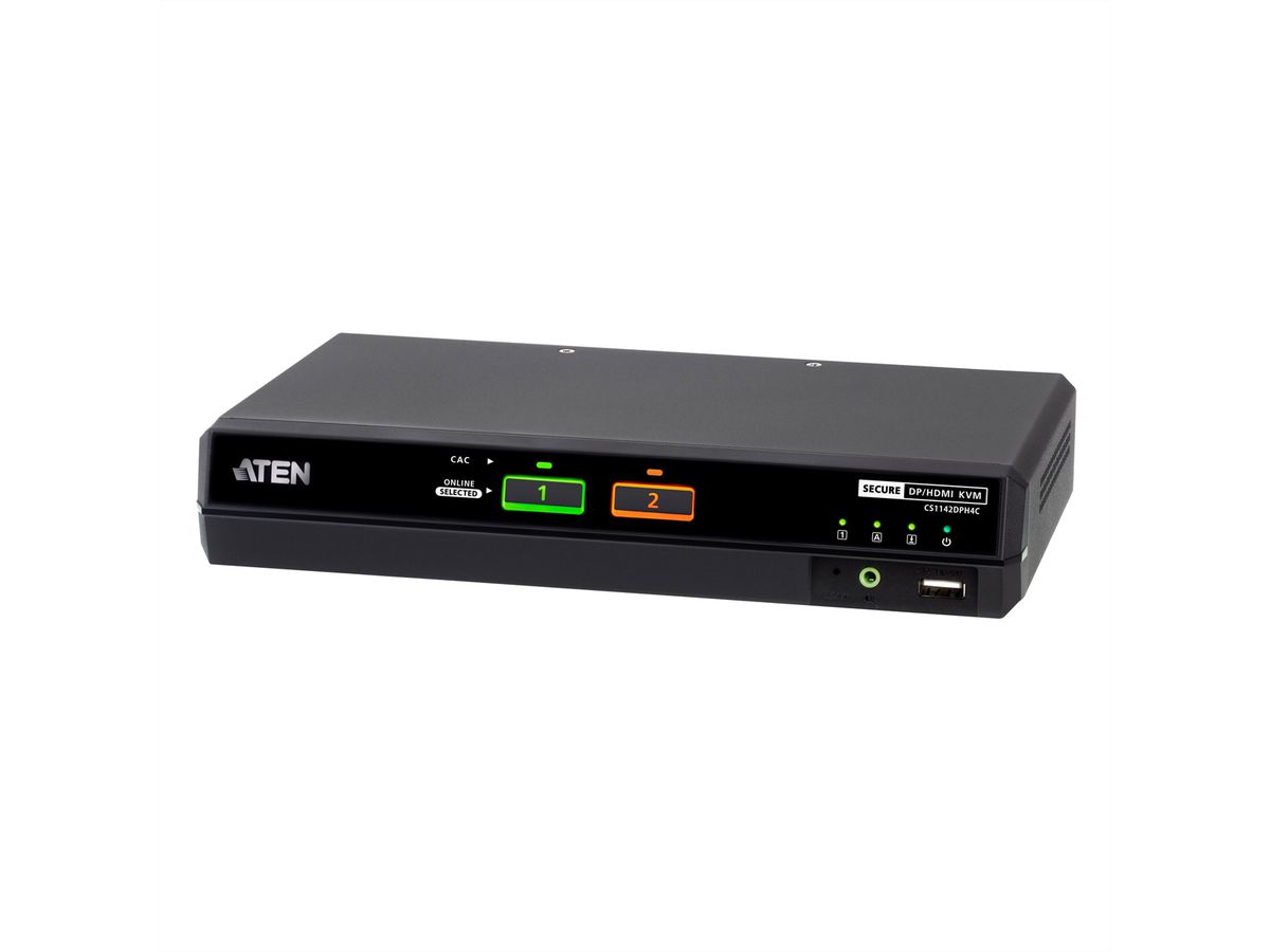 ATEN CS1142DPH4C 2-Port USB 5K DP/HDMI Dual Bildschirm Universal Secure KVM Switch , mit Cardreader