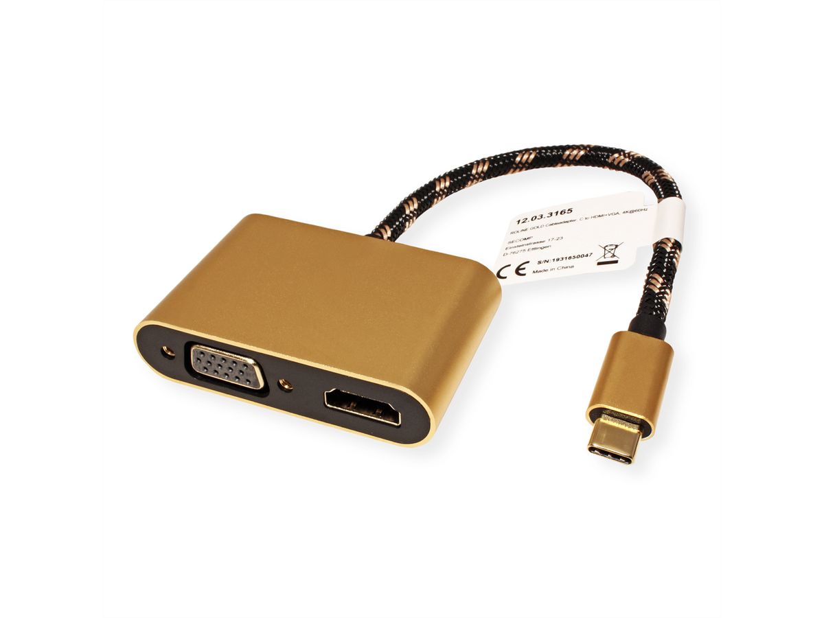 ROLINE GOLD Display Adapter USB Type C - VGA + HDMI