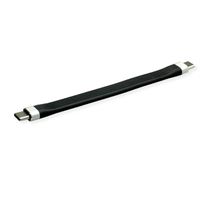 ROLINE USB 3.2 Gen 2 siliconenkabel, met PD, Emark, C-C, M/M, 8K UHD, 10Gbit/s, 60W, zwart, 11 cm