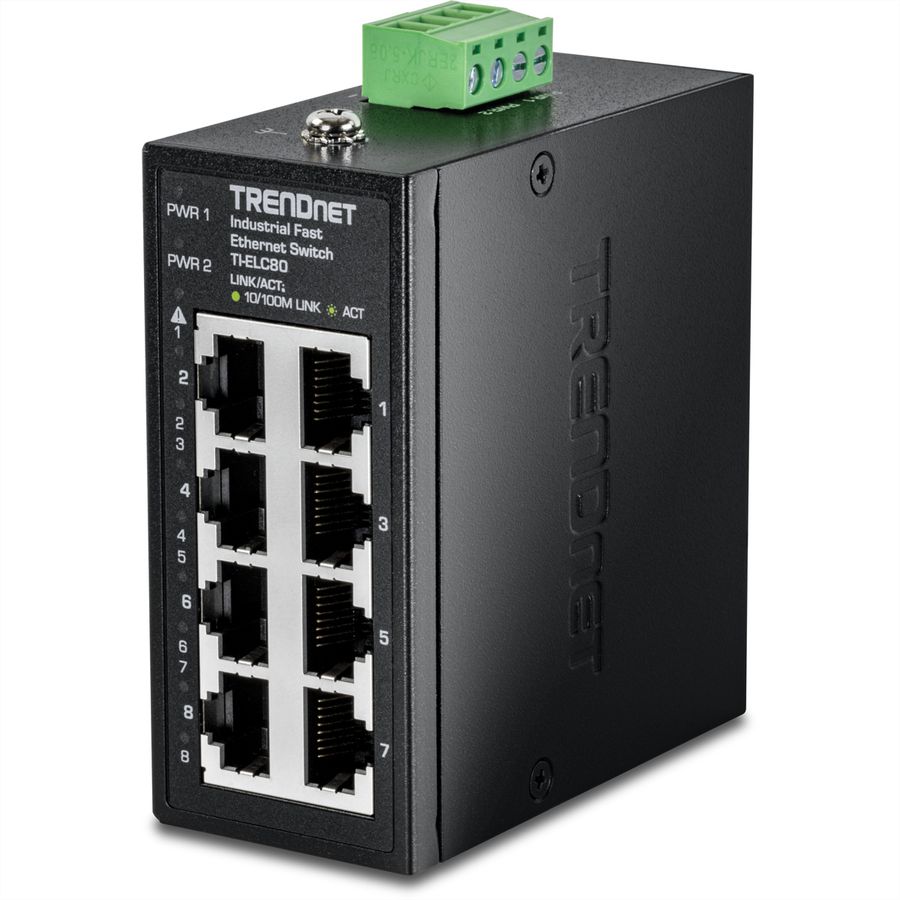 TRENDnet TI-ELC80 8-poorts Ethernet Mini Switch Industriële DIN-rail