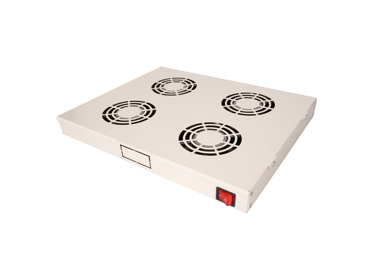 ROLINE 19" Fan unit with 4 fans, ON/OFF grey