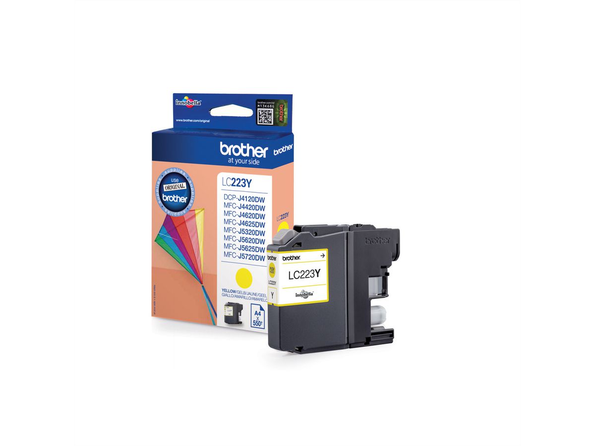 LC-223Y, BROTHER Tintenpatrone, yellow für ca. 550 Seiten, Für z. B. BROTHER MFC-J4620DW, MFC-J4625DW, MFC-J5320DW, MFC-J5620DW