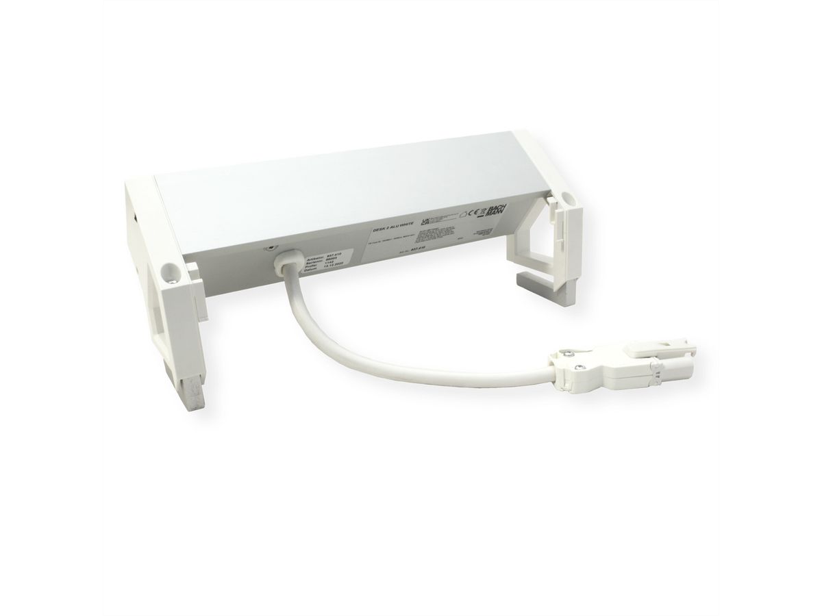 BACHMANN DESK2 ALU WHITE 2xUTE 1xUSB A/C 22W 1xswitch 0.2m
