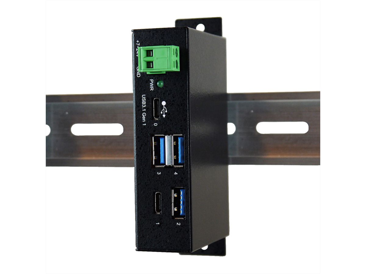 EXSYS EX-1195HMS 4 Port USB 3.2 Gen1 HUB mit C-Port für Ein- und Ausgang, 15KV Surge Protection