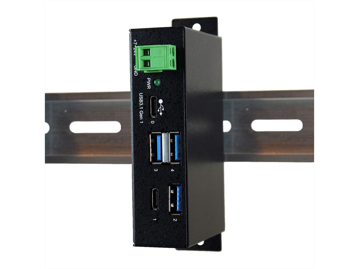 EXSYS EX-1195HMS 4-poorts USB 3.2 Gen1 HUB met C-poort voor in- en uitgang, 15KV overspanningsbeveiliging