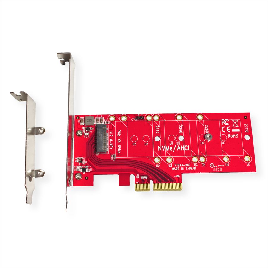 ROLINE PCIe 4.0 x4 3.3V5A hostadapter voor PCIe-NVMe M.2 110mm SSD