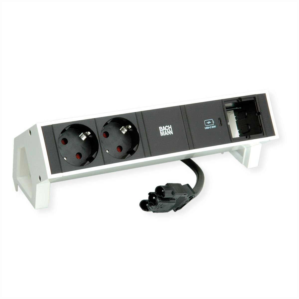 BACHMANN DESK2 2xbeschermend contact USB C, USB Lader 30W 1xABD 0,2m GST18 wit