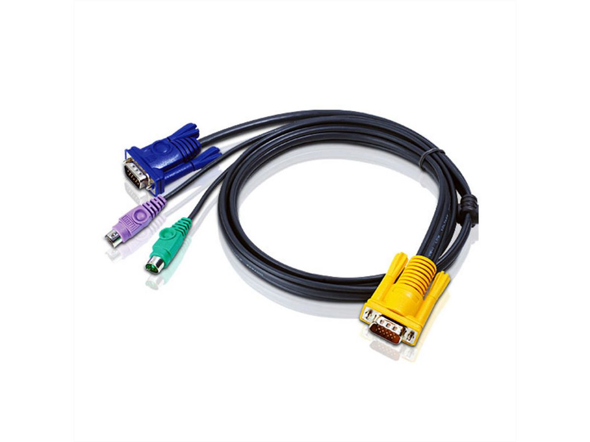 ATEN 2L-5202P KVM Kabel VGA PS/2, zwart, 1,8 m
