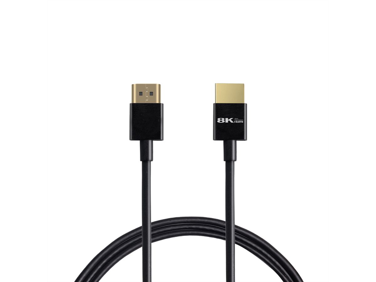 ROLINE 8K HDMI Ultra HD Kabel mit Ethernet, Slim, ST/ST, schwarz, 1 m