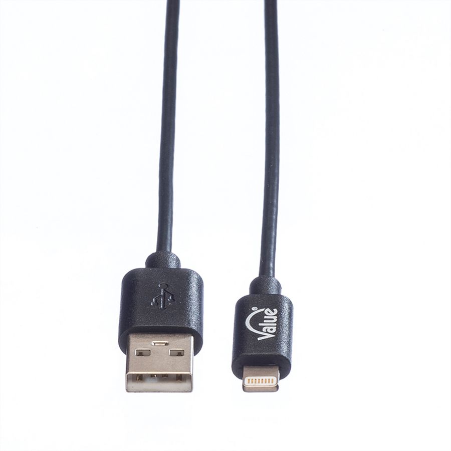 VALUE 8pin naar USB 2.0 kabel voor iPhone, iPod, iPad, 1,8 m