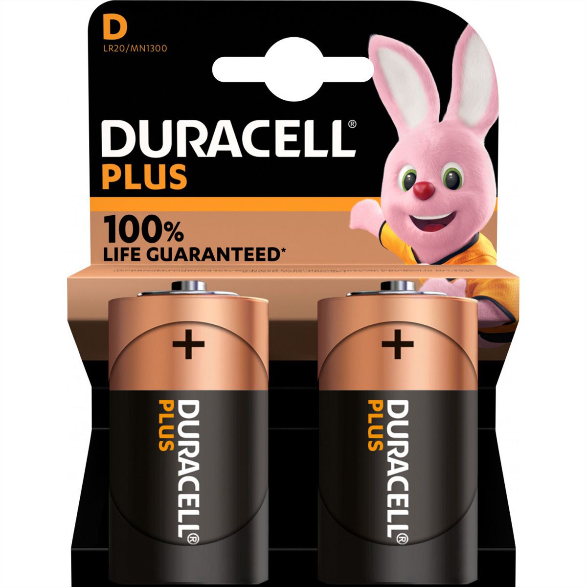DURACELL Plus Extra Life, type D (LR20), verpakking van 2 stuks