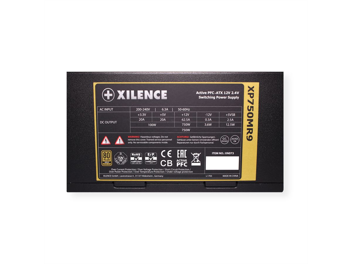 Xilence XP750MR9 750W PC voeding, Semi modulair, 80+ Gold, ATX