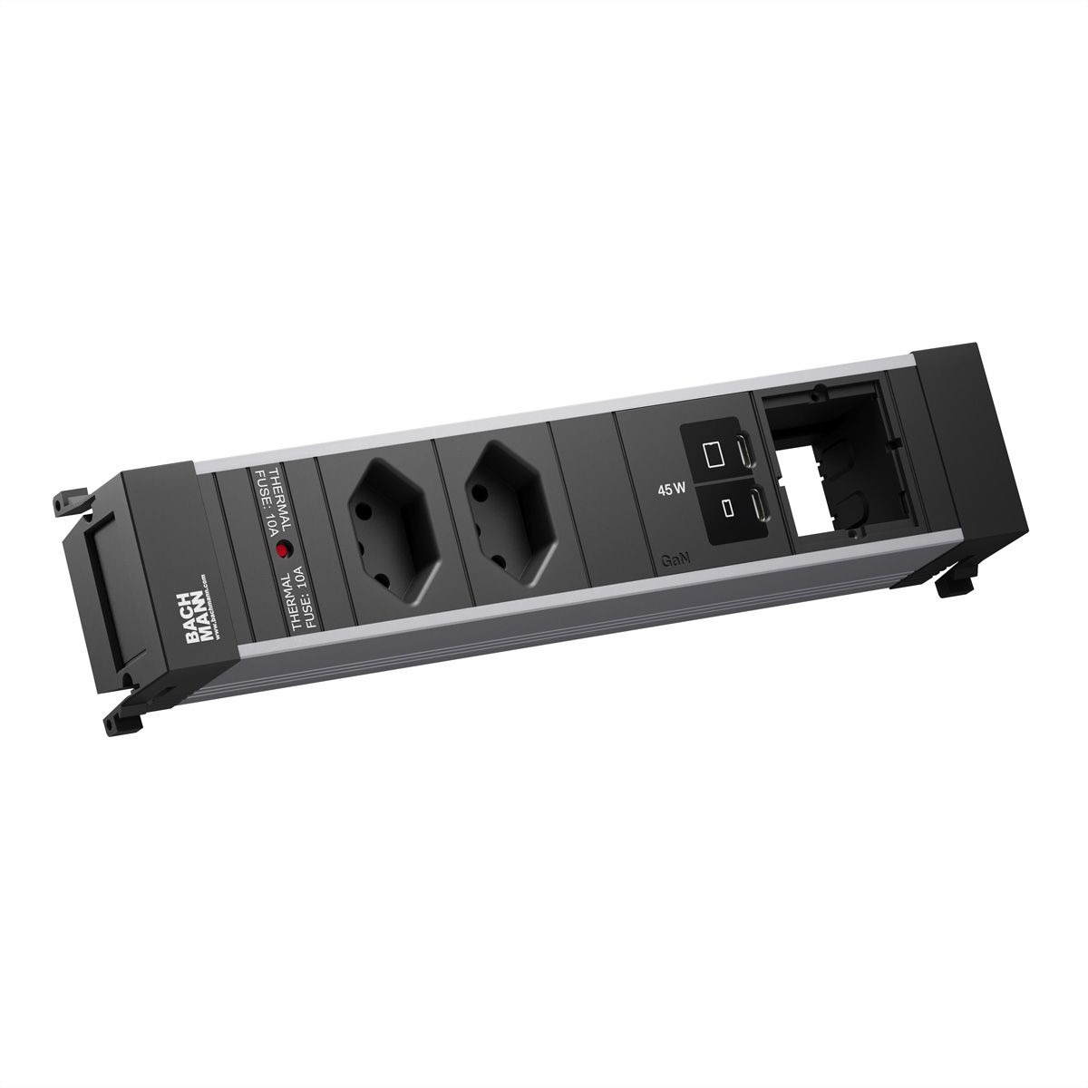 BACHMANN POWER FRAME M 2xCH 0°, 1xUSB C/C 45W 1xCM L=0.2m