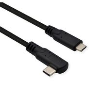 ROLINE USB 3.2 Gen 2x2 Kabel, C-C, M/M, 4K UHD-1, 20Gbit/s, Emark, 100W, haaks, zwart, 1 m