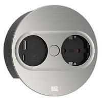 BACHMANN TWIST 2 1xCEE7/3 1xUSB A/C 22W 2.0m AEH stainless steel look round