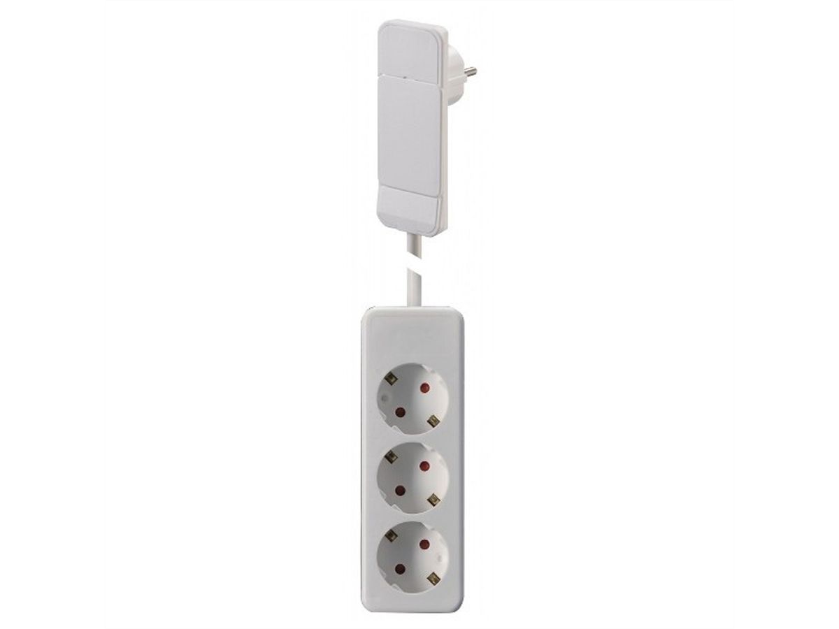 BACHMANN SmartPlug platte connector, met 3x geaarde stekkerdoos, wit, 1,6 m