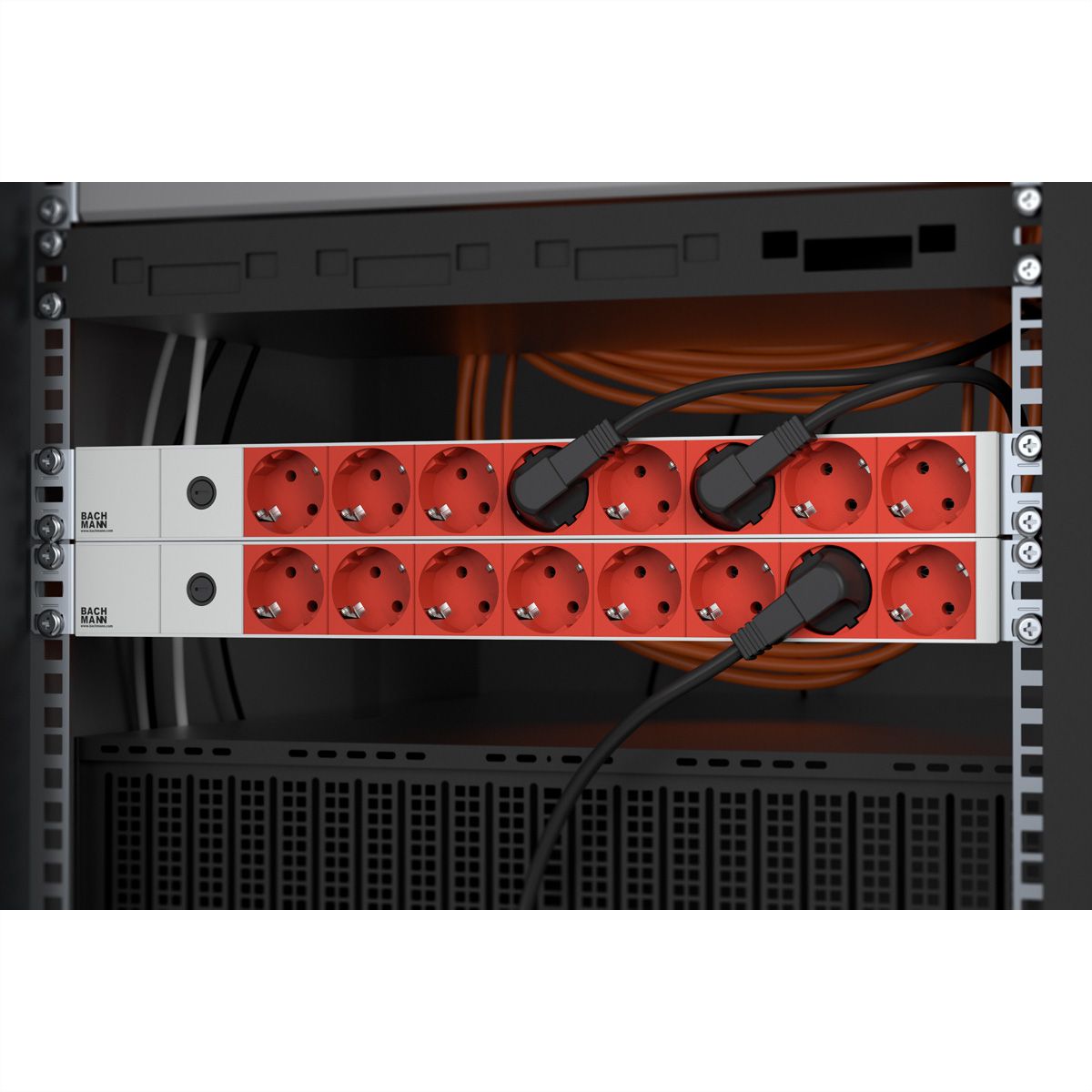BACHMANN 19" stekkerdoos 8-voudig, 2300W, IEC320 C14 stekker