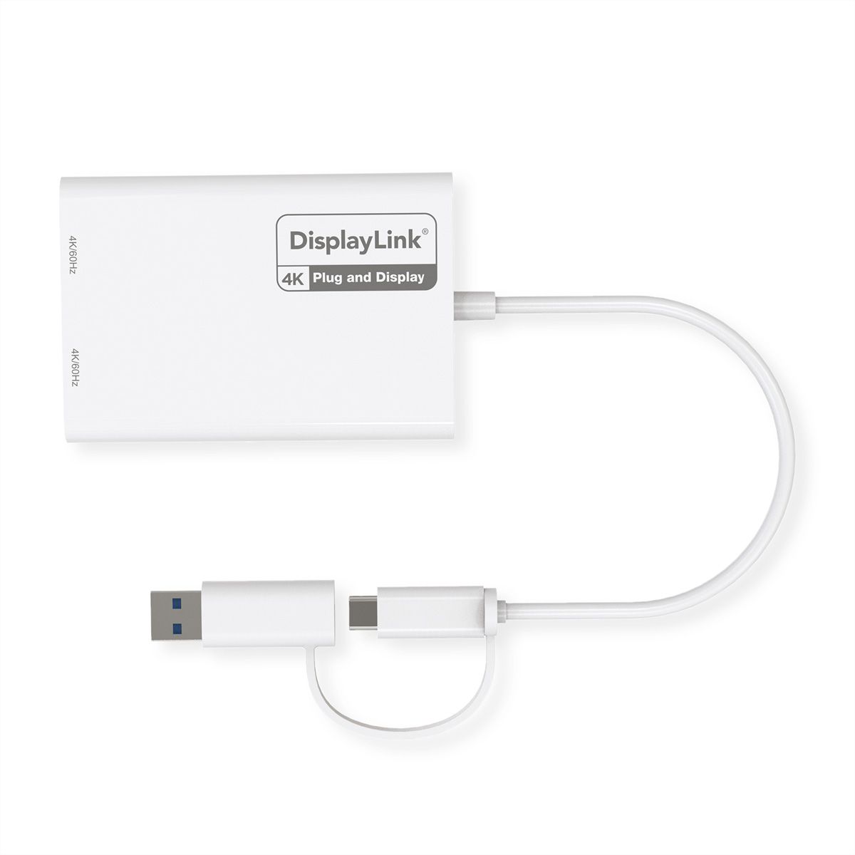 ROLINE Multi-DisplayLink Adapter USB Type A+C - 2x DP, 4K