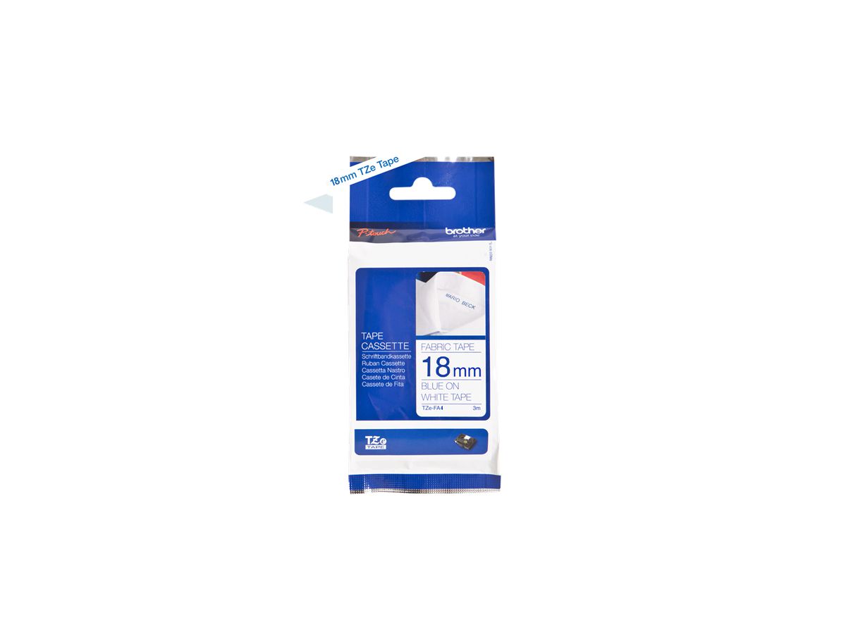 Brother TZE-FA4 labelprinter-tape Blauw op wit
