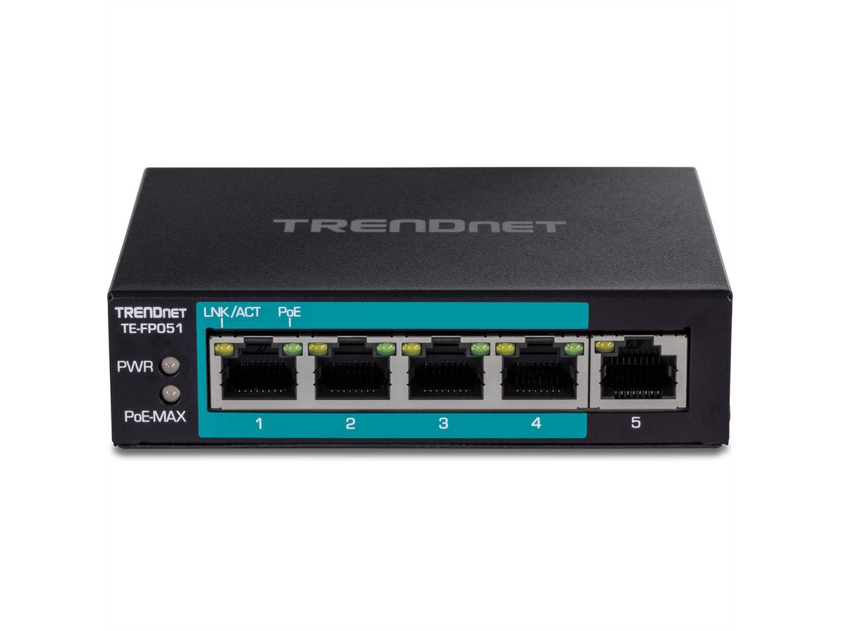TRENDnet TE-FP051 5-poorts PoE+ switch Fast Ethernet Long Range