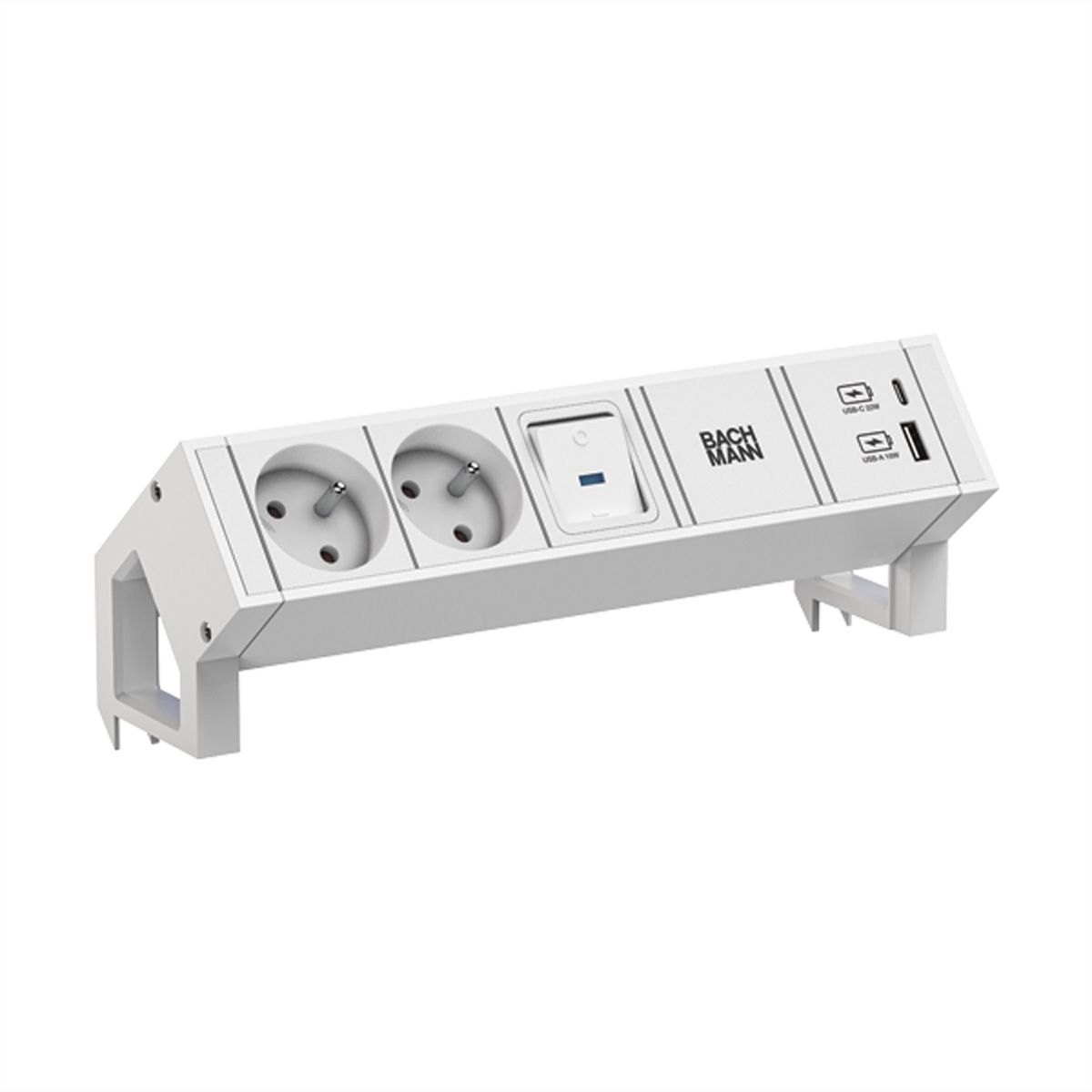 BACHMANN DESK2 wit 2xUTE 1xschakelaar 1xUSB A/C 22W 0,2m GST18