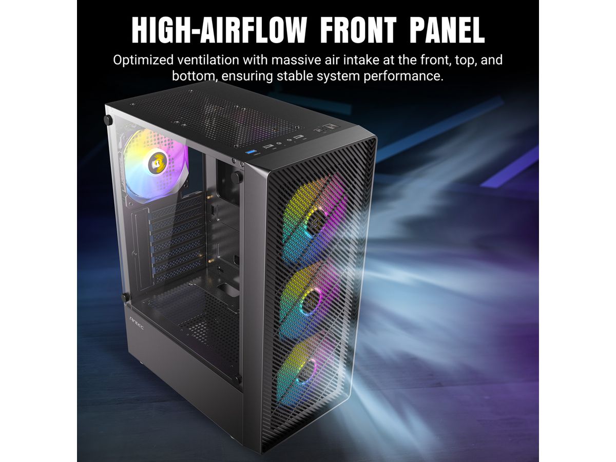 ANTEC AX26 RGB Elite PC case Midi Tower Gaming ATX, black