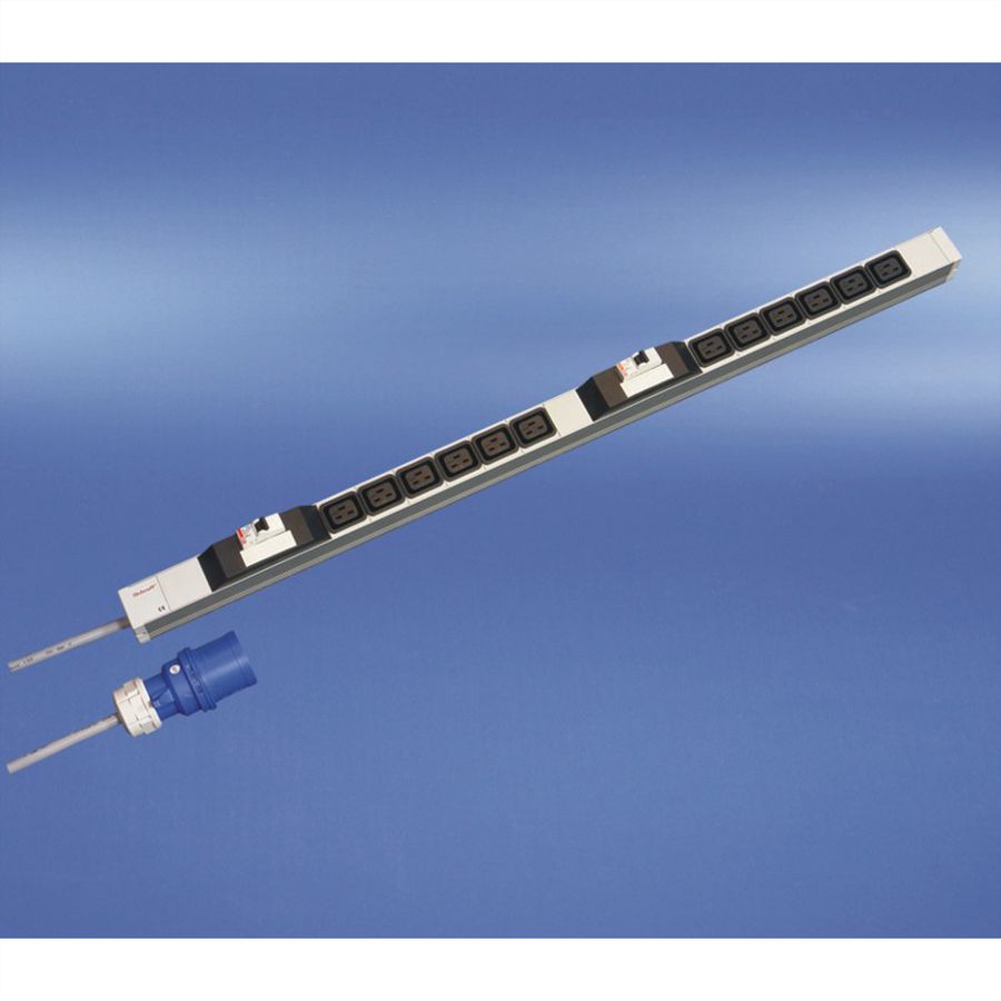 SCHROFF contactdoosstrip, IEC C19, 32 A, IEC 60309 Stekker, 12x IEC C19, Zekering 2x16 A