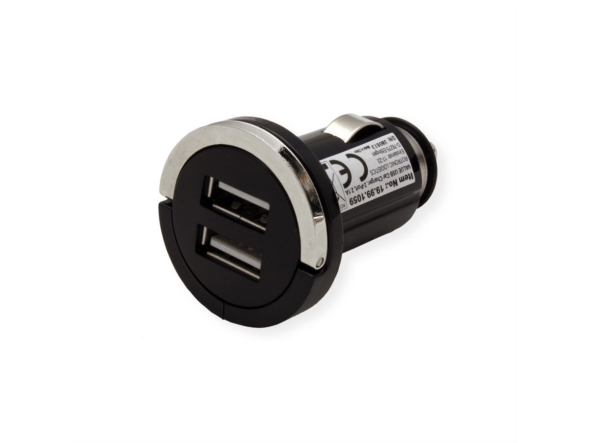 VALUE USB Car Charger, 2 Port, 10W