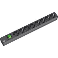 BACHMANN 19" stekkerdoos 8-voudig, met schakelaar, zwart