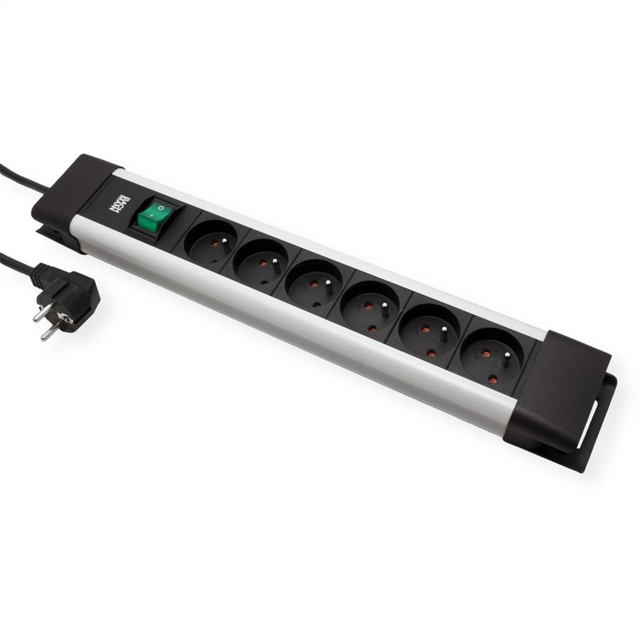 BACHMANN CONNECTUS 6xUTE, 1xSchalter 2,0m CEE7/7 Grau