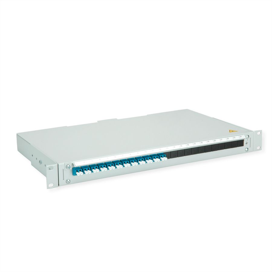 TELEGÄRTNER BASIS V LWL-Panel mit Kupplungen, 12x LC Duplex, blau, OS2