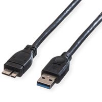 ROLINE USB 3.2 Gen 1 kabel, type A M - Micro A M, zwart, 0,8 m
